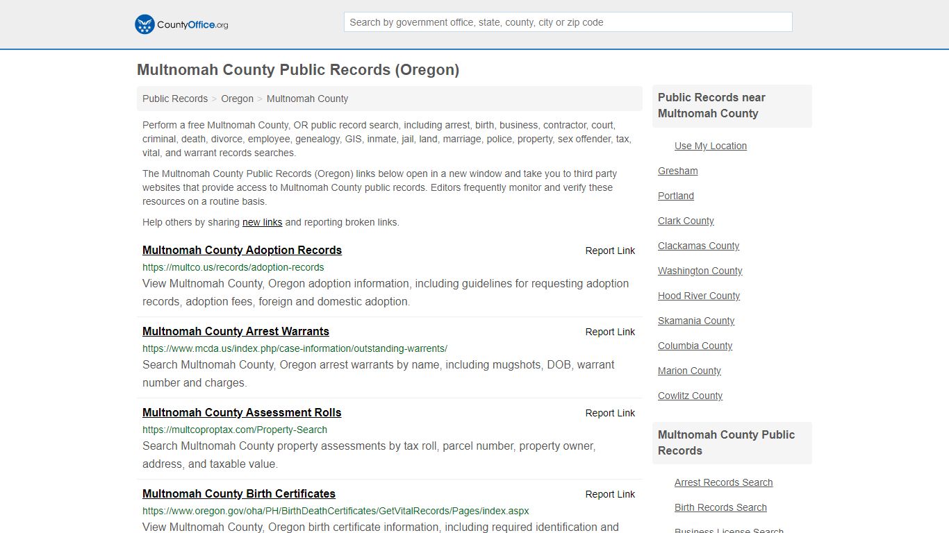 Public Records - Multnomah County, OR (Business, Criminal ...